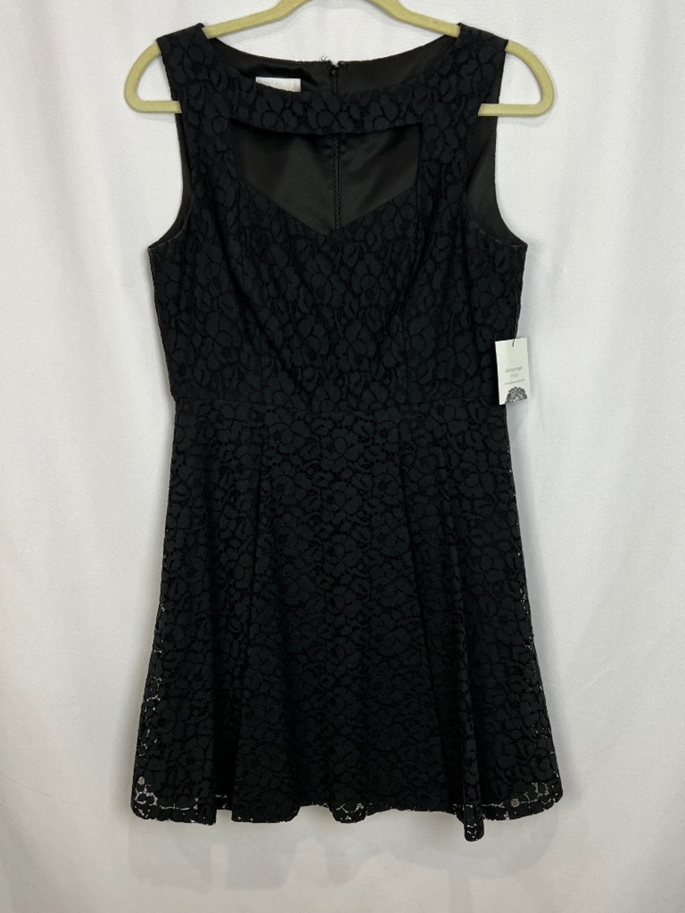 Donna Morgan Lace Fit and Flare Mini Dress Black SZ10 Petit